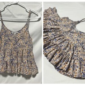 Patrons of Peace Blue and Cream Floral Camisole